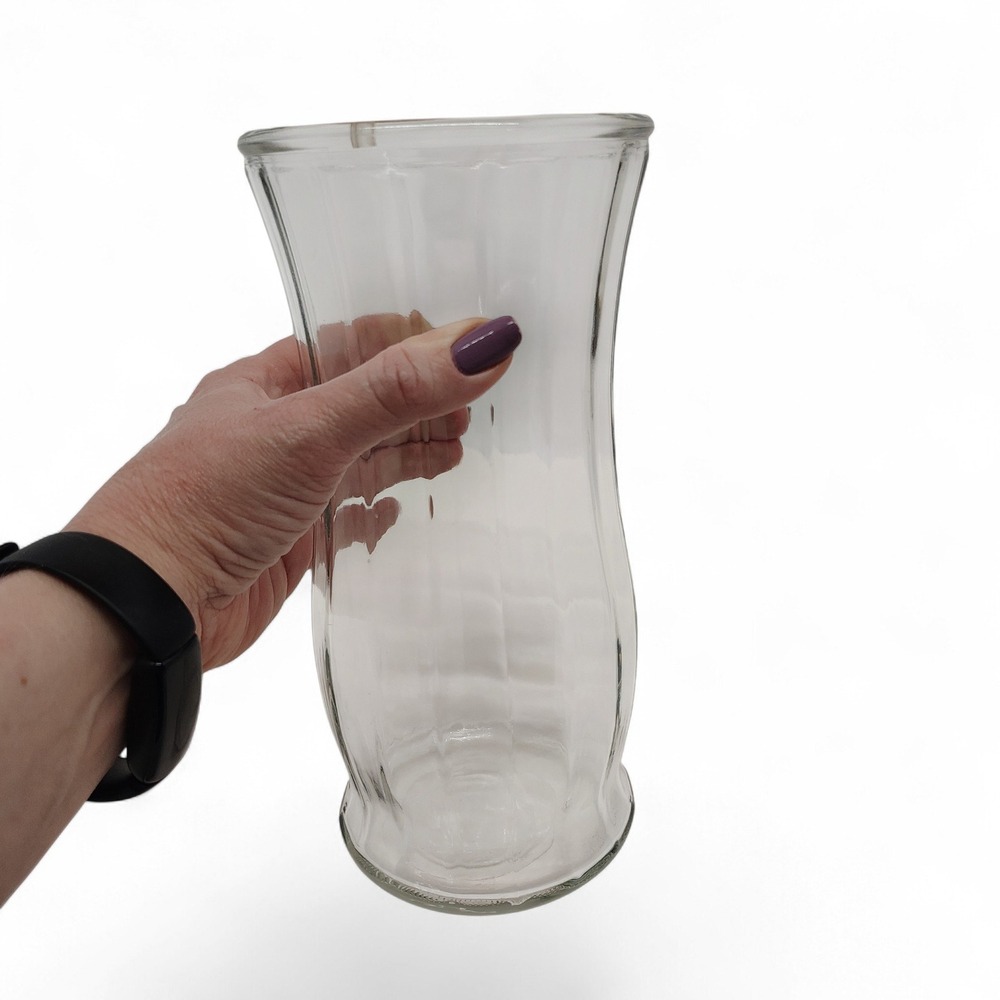 Elegant Fluted Large Vase Thick Clear Glass 9.5"‎ Tall Garcia Glass Group GGG